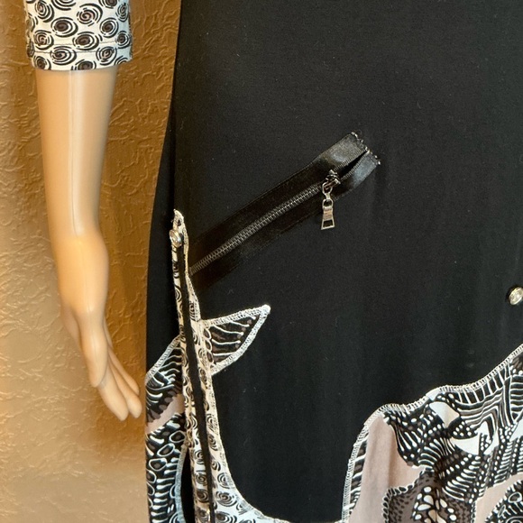 Linea Domani Art-to-Wear Geometric Patchwork Zip Detail Midi Dress - Size S - Picture 3 of 7